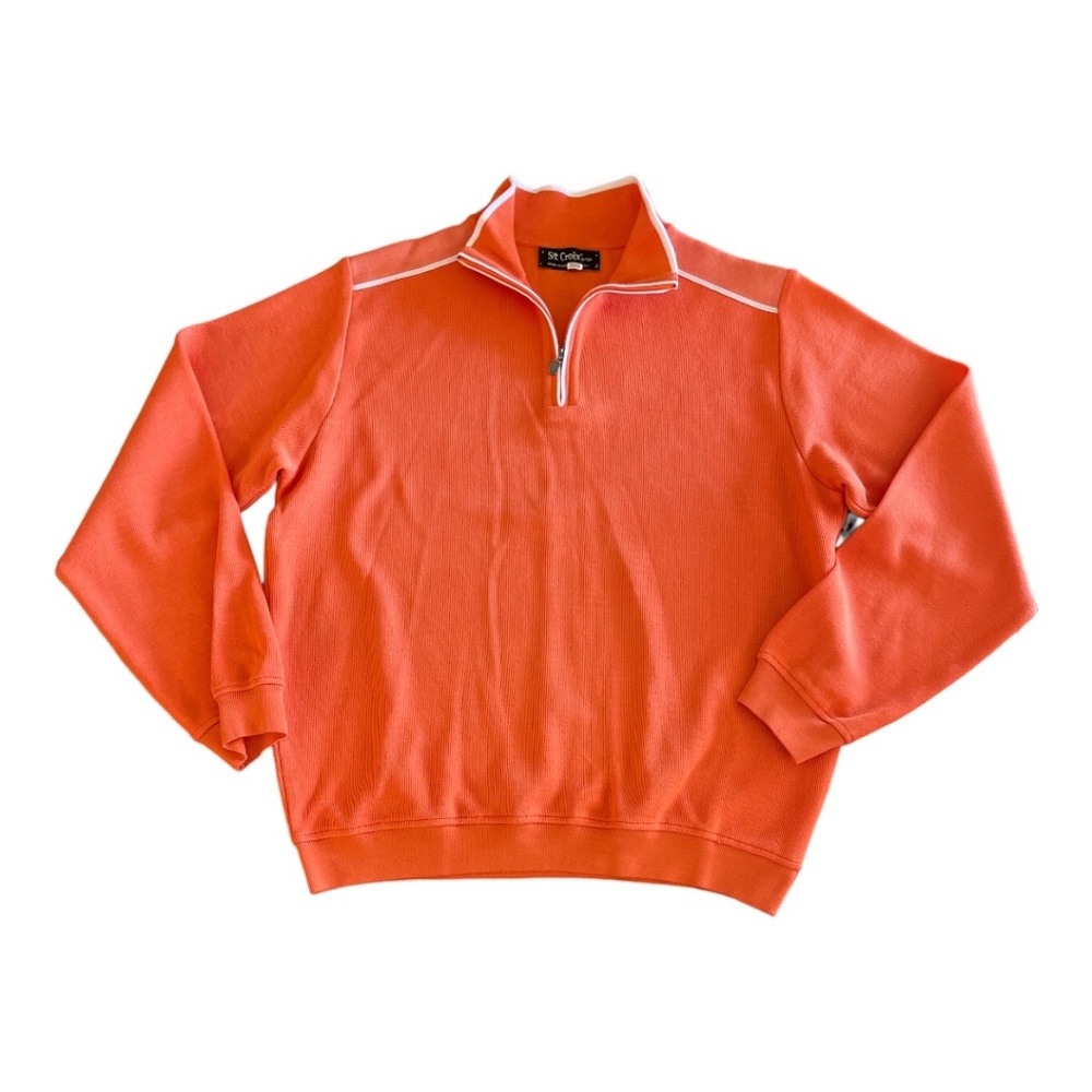 St Croix Knit Orange 1/4 Zip Sweater Large